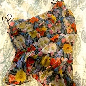 One shoulder floral blouse